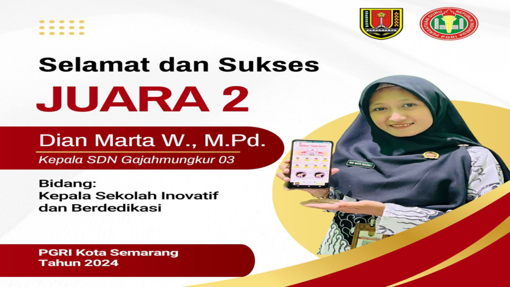 Kepala SDN Gajahmungkur 03 Juara II Kepala Sekolah Inovatif dan Berdedikasi