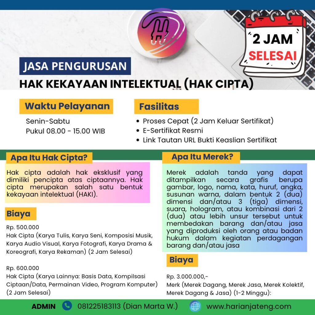 Jasa Pengurusan Hak Kekayaan Intelektual (HAKI) Semarang Murah dan Cepat