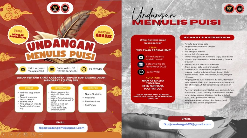 Tertarik? FKPT Jateng Gelar Lomba Menulis Puisi Bertema “Melawan Radikalisme”