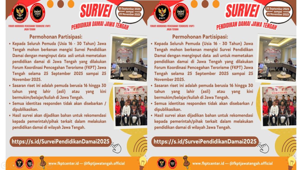 Pemuda Jateng, Ayo Ikuti Survei Pendidikan Damai FKPT Jateng